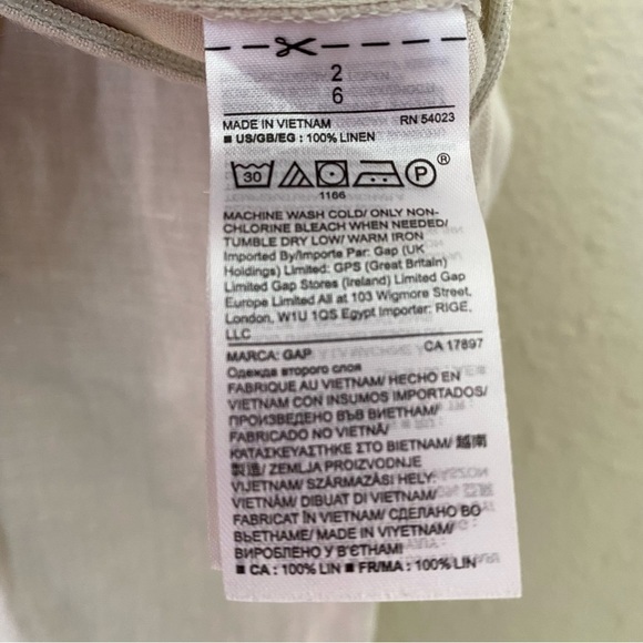 GAP 100% Linen Culottes High Waist Pleated Wide Leg Cropped Pant Size 2 - Picture 5 of 12